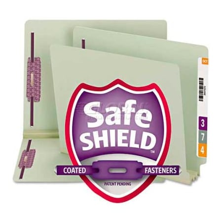 Smead Smead 3in Expansion Folder, Two Fasteners, End Tab, Letter, Gray Green, 25/Box 34725